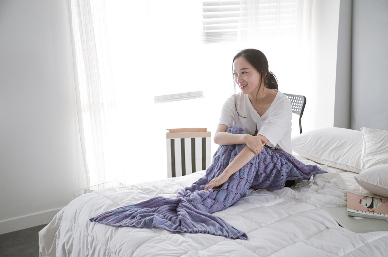 Mermaid Tail Blanket, Multi-Color Yarn Throw