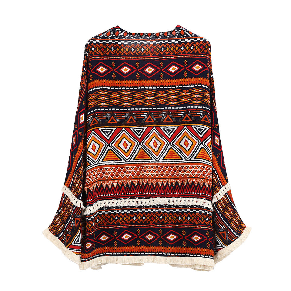 Autumn Floral Print Beach Cardigan for Women