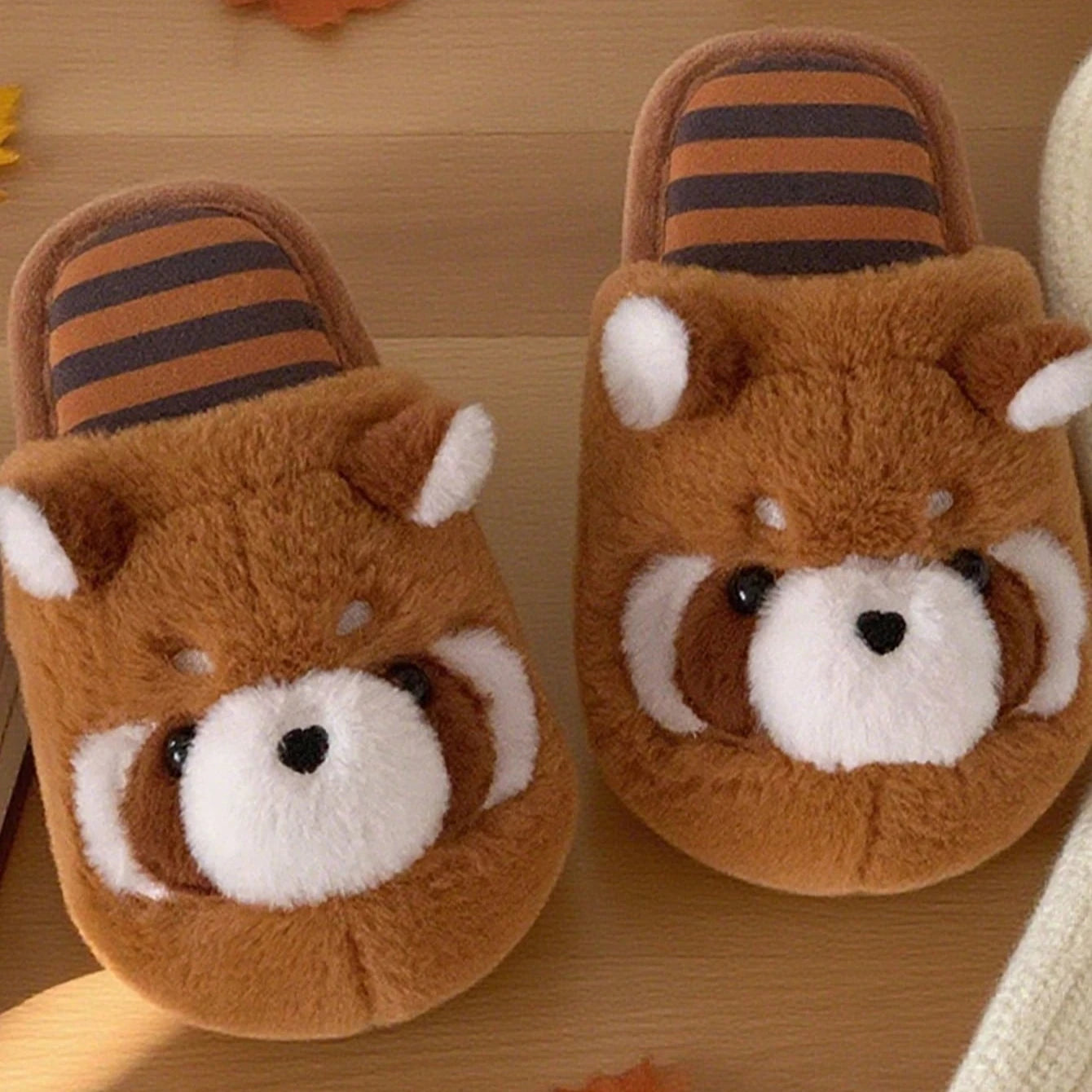 3D Red Panda Plush Women's Slippers — Cozy Fuzzy Indoor House Shoes