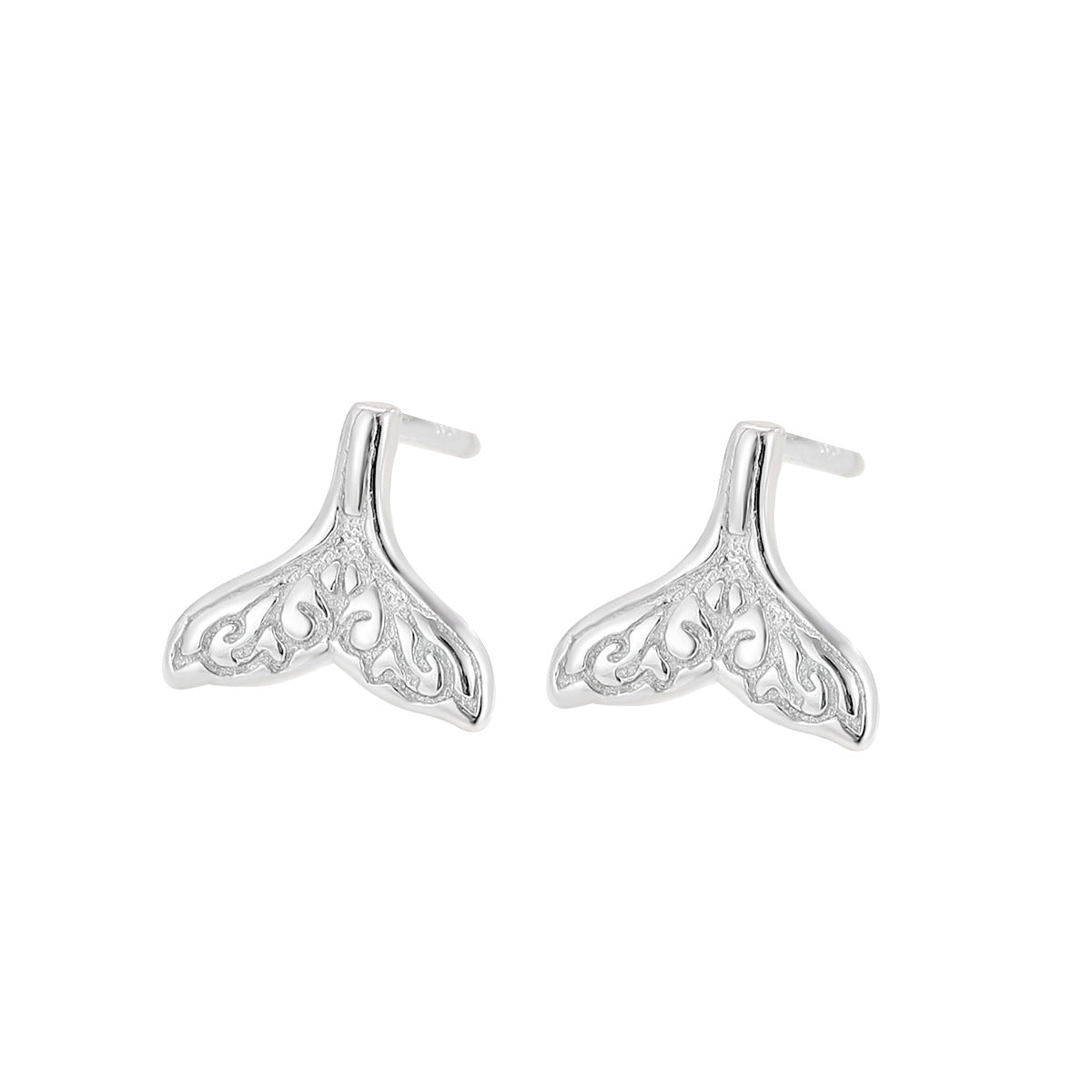 S925 Silver Minimalist Mermaid Tail Stud Earrings