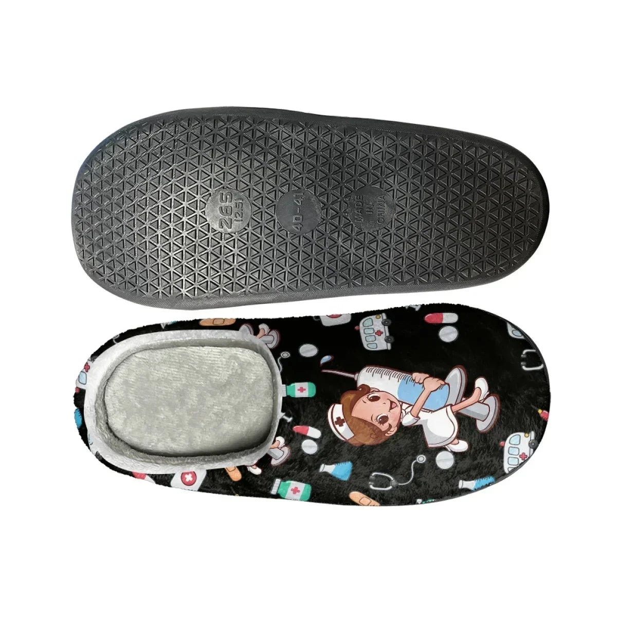Women's Nurse Life Cotton Indoor Slippers — Non-Slip Warm Comfort House Shoes