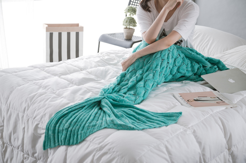 Mermaid Tail Blanket, Multi-Color Yarn Throw