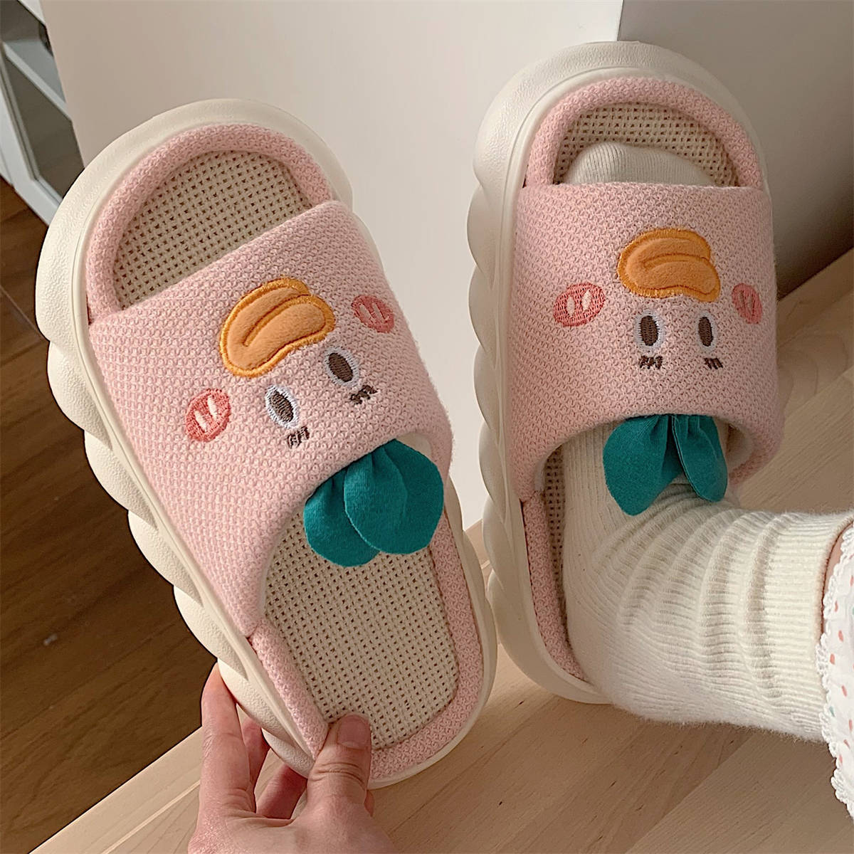 Cheery opened toed slippers for lounging mermaids to enjoy