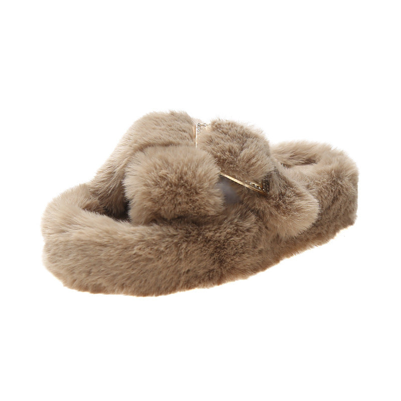Opened Toed Extra Fluffy Slippers