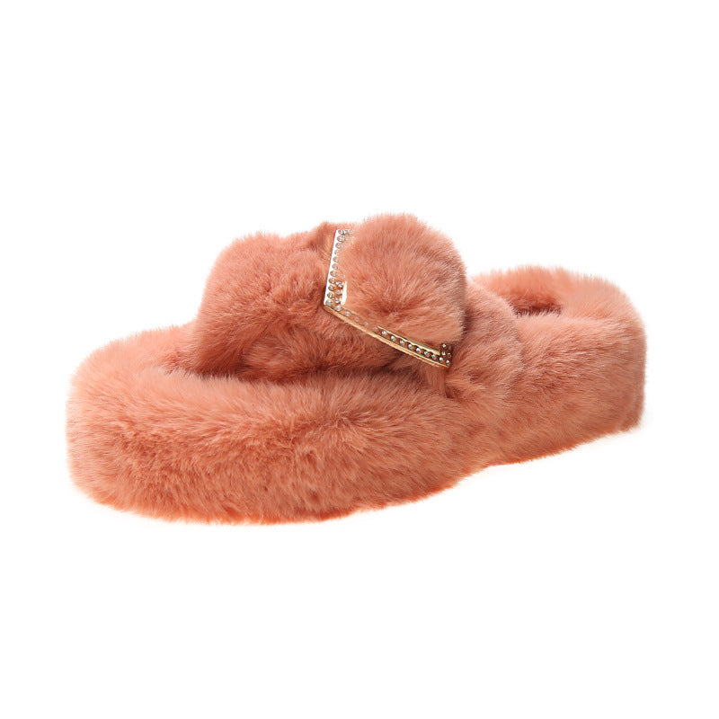 Opened Toed Extra Fluffy Slippers