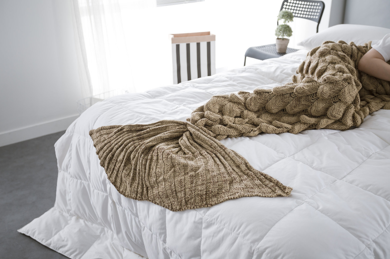 Mermaid Tail Blanket, Multi-Color Yarn Throw