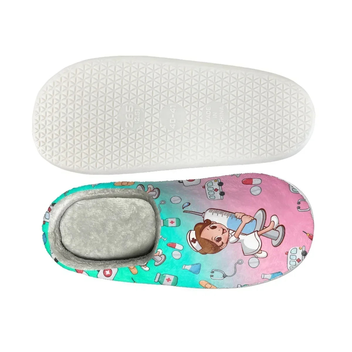 Women's Nurse Life Cotton Indoor Slippers — Non-Slip Warm Comfort House Shoes