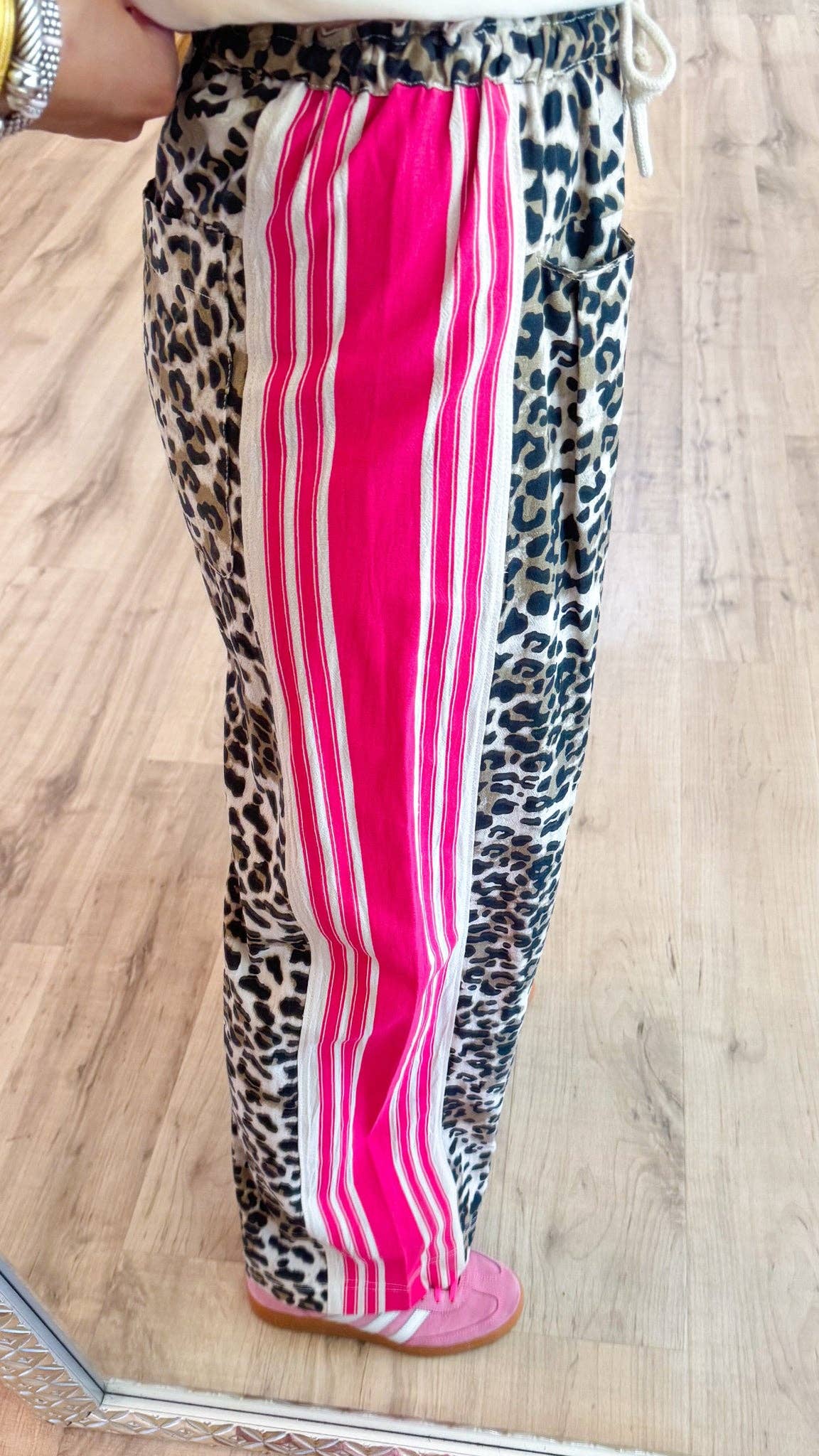 Wild Vintage Leopard Print Patchwork Pants: Leopard / L