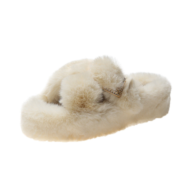 Opened Toed Extra Fluffy Slippers
