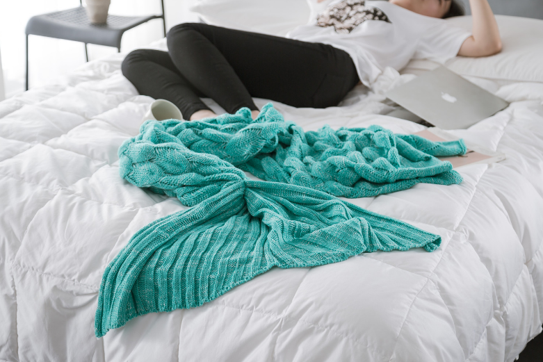 Mermaid Tail Blanket, Multi-Color Yarn Throw