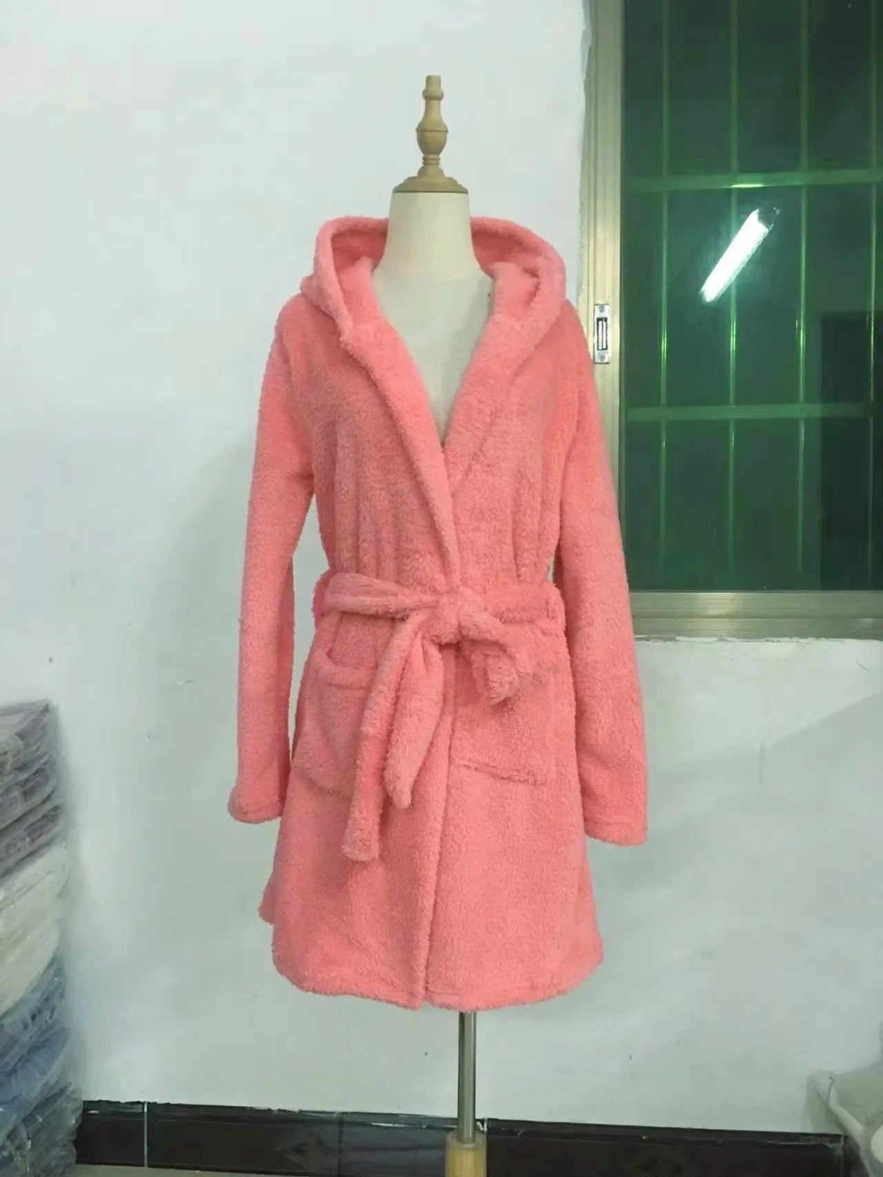 Women's Hooded Velour Bathrobe
