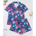 Pink Checkered Bow Women's Pajama Set — Short Sleeve Top & Shorts