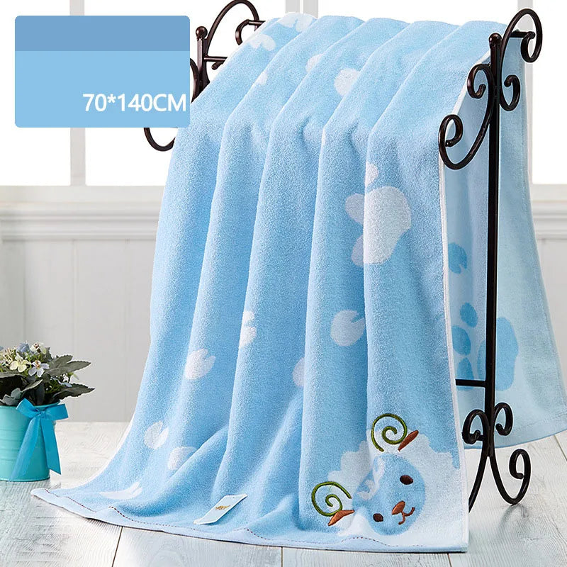 Cotton Skin-Friendly Cartoon Printed Towel 1Pc Cute Absorbent Bath Towel for Adults Kids Quick Drying Spa Fitness Sweat Towels