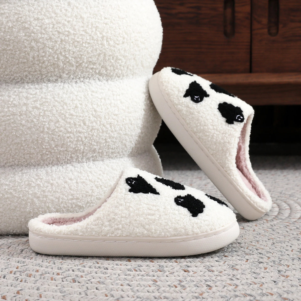 Halloween Ghost Witch Plush Slippers — Cozy Embroidered Indoor House Shoes