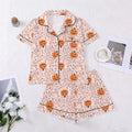 Halloween Ghost & Pumpkin Women's Pajama Set — Short Sleeve Top & Shorts