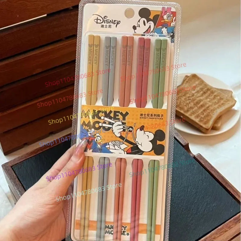Cartoon Mouse Print Multi Color Alloy Chopsticks Anti Mold Anti Slip Food Grade Tableware Household Dining Sticks Gift