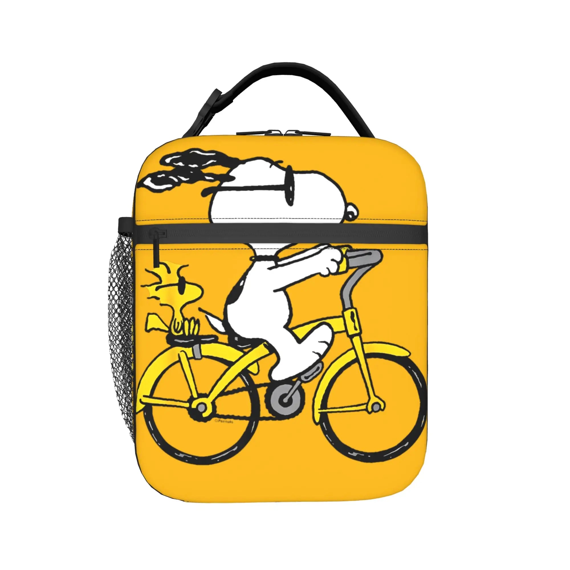 Snoopy Woodstock Riding Bike Insulated Lunch Bag Cooler Bag Reusable,Meal Container Cartoon Lunch Box Tote Food Bag Outdoor