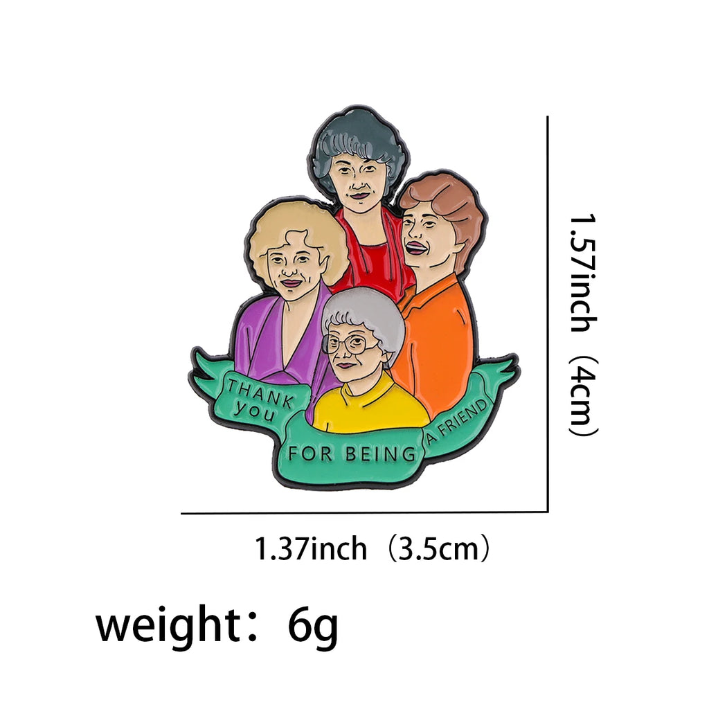 Cartoon The Golden Girls Cute Enamel Pins Elephant Brooches For Clothing Backpack Lapel Badges Fashion Jewelry Accessories Gifts