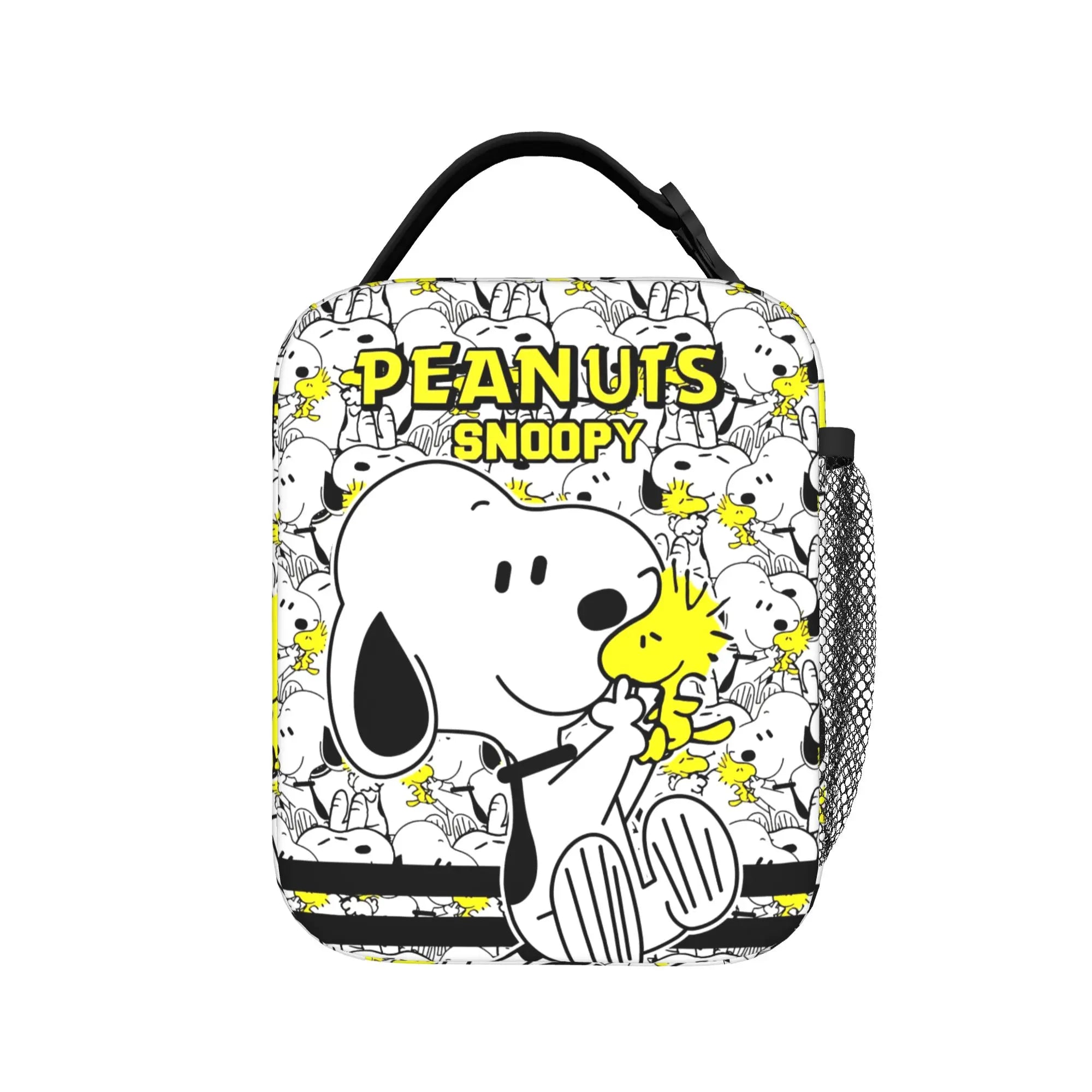 Snoopy Woodstock Riding Bike Insulated Lunch Bag Cooler Bag Reusable,Meal Container Cartoon Lunch Box Tote Food Bag Outdoor