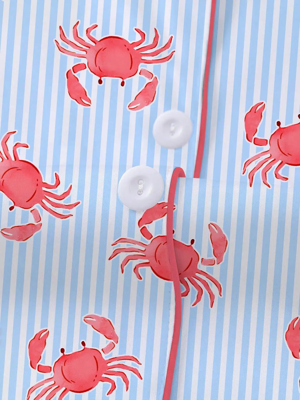 Fun crab print women's matching pajamas with pocket short sleeves and loose shorts, breathable and comfortable, cute pajamas