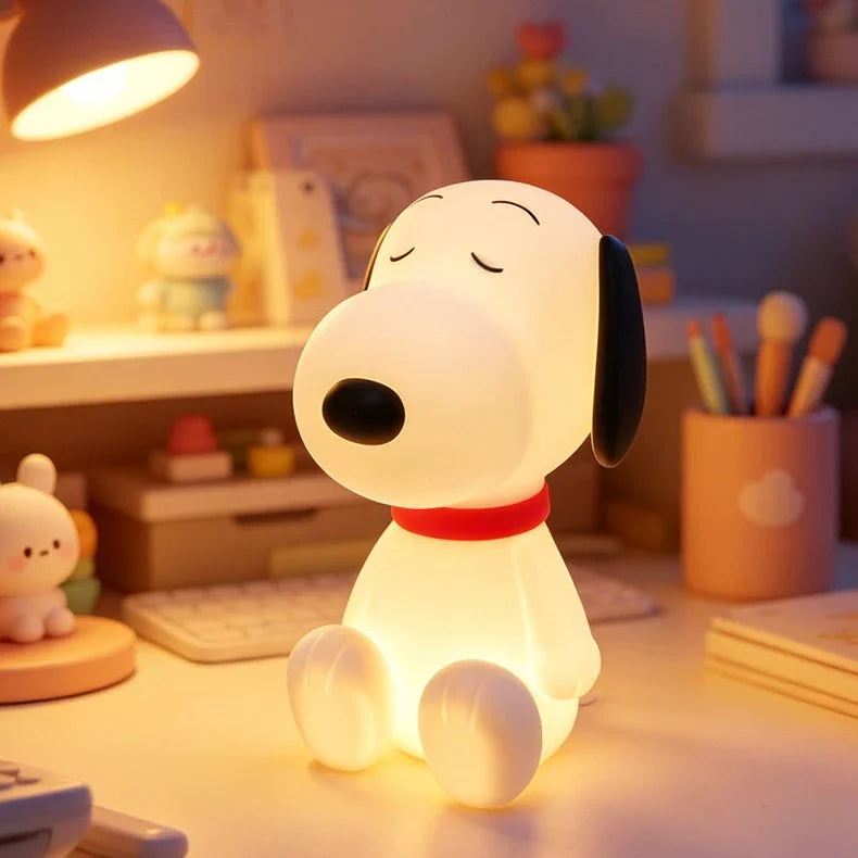 Snoopy Night Light 3 Level Dimmable Soft Eye Protection Bedside Lamp Rechargeable Timing Cartoon Bedroom Desktop Decor Cute Gift