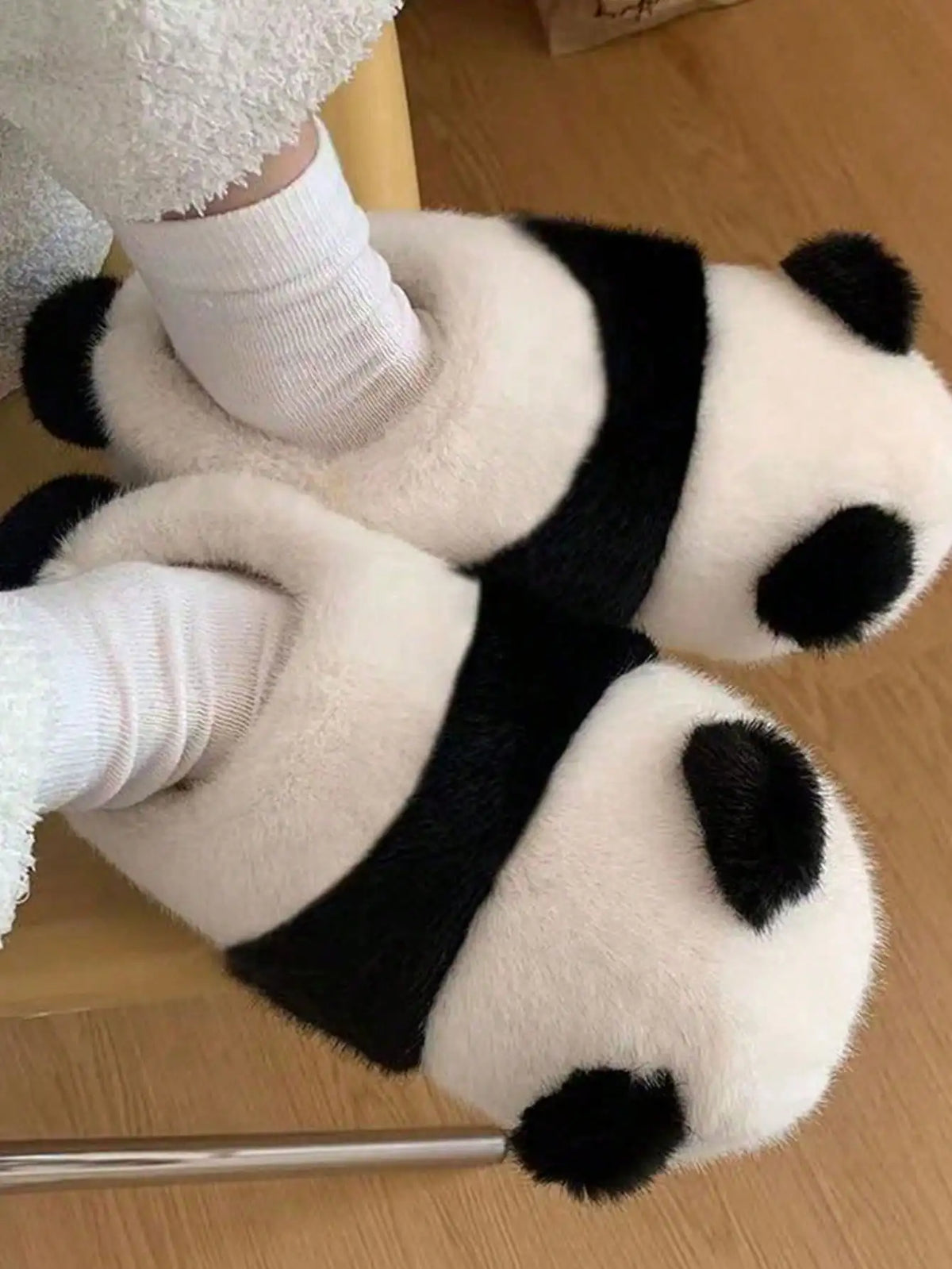 Panda Paw Plush Slippers — Cozy Warm Indoor House Shoes
