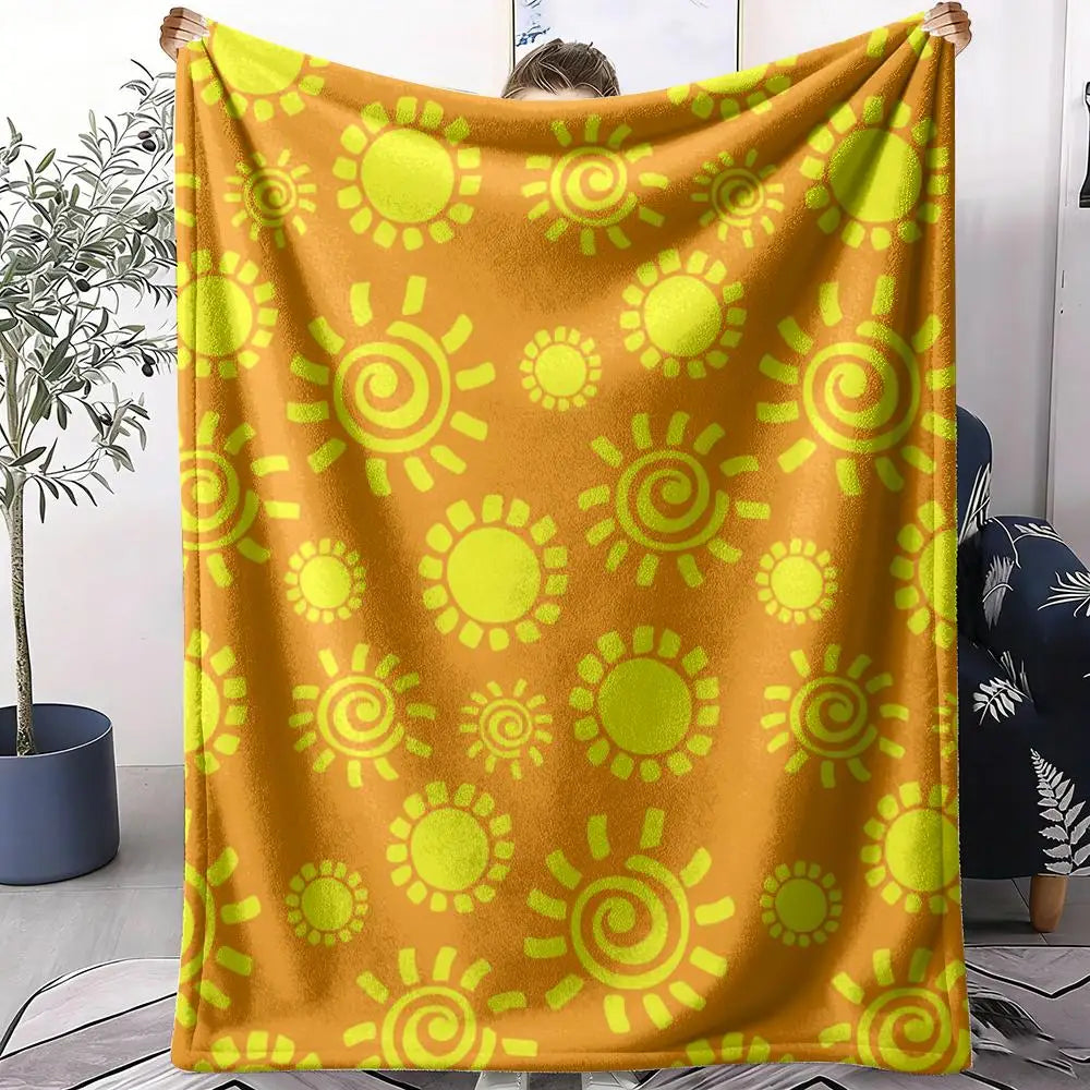 Abstract Sunny Throw Soft Flannel AC Blanket Lightweight Summer Nap Throw Cozy  Blanket for Sofa Bed Travel Home