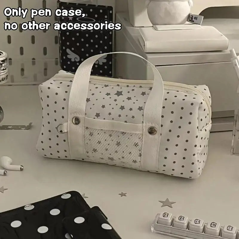 Blue Star Polka Dot Canvas Pouch
