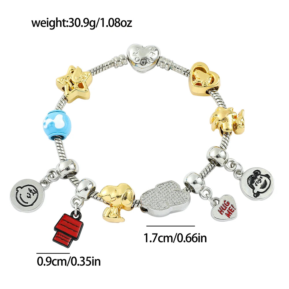 Snoopy Film and Television Peripherals Personalized Creative Bracelets for Girls Sweet and Cute Fashion Pendant Bracelets