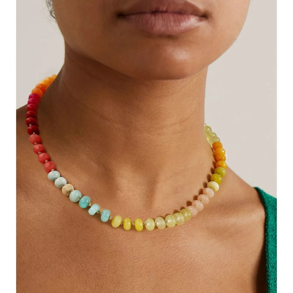 Colorful Resin Bead Necklace for Women Handmade Summer Beach Choker Boho Vacation Jewelry Gift Stackable Multi-color Beads Chain