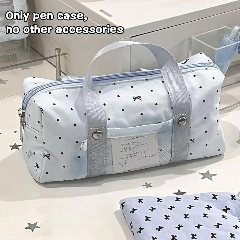 Blue Star Polka Dot Canvas Pouch