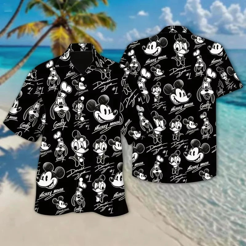 Summer Hot Selling Cute Mickey Minnie Casual Couple Hawaiian Shirt