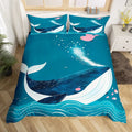 Cute Cartoon Killer Whale Duvet Cover Ocean Orca Bedding Set,Coastal Marine Animal Duvet set