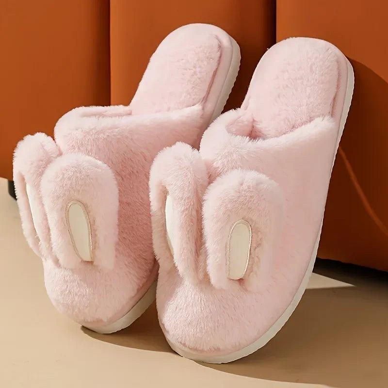 Bunny Ear Plush Women's Slippers — Cozy Anti-Slip Indoor House Shoes