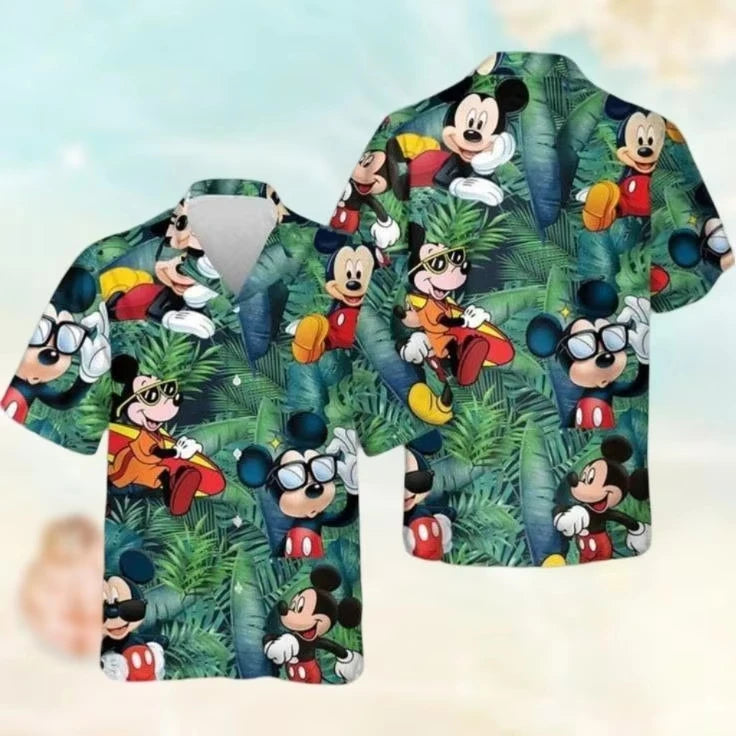 Summer Hot Selling Cute Mickey Minnie Casual Couple Hawaiian Shirt