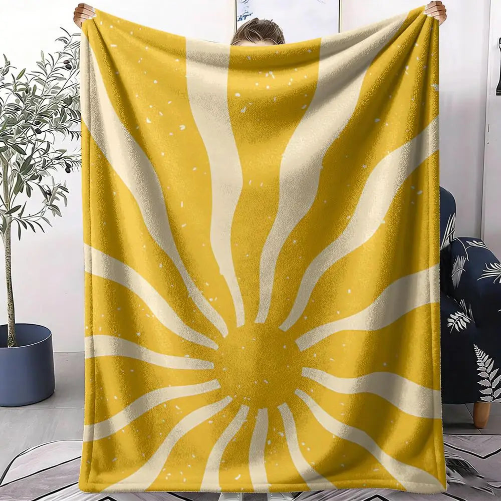 Abstract Sunny Throw Soft Flannel AC Blanket Lightweight Summer Nap Throw Cozy  Blanket for Sofa Bed Travel Home