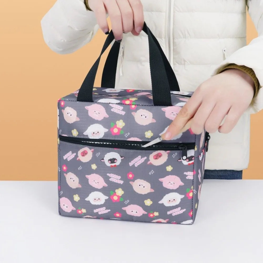 Cute Leakproof Lunch Bag Large Capacity Insulated Insulated Lunch Box Reusable Cute Animals Lunch Tote Students