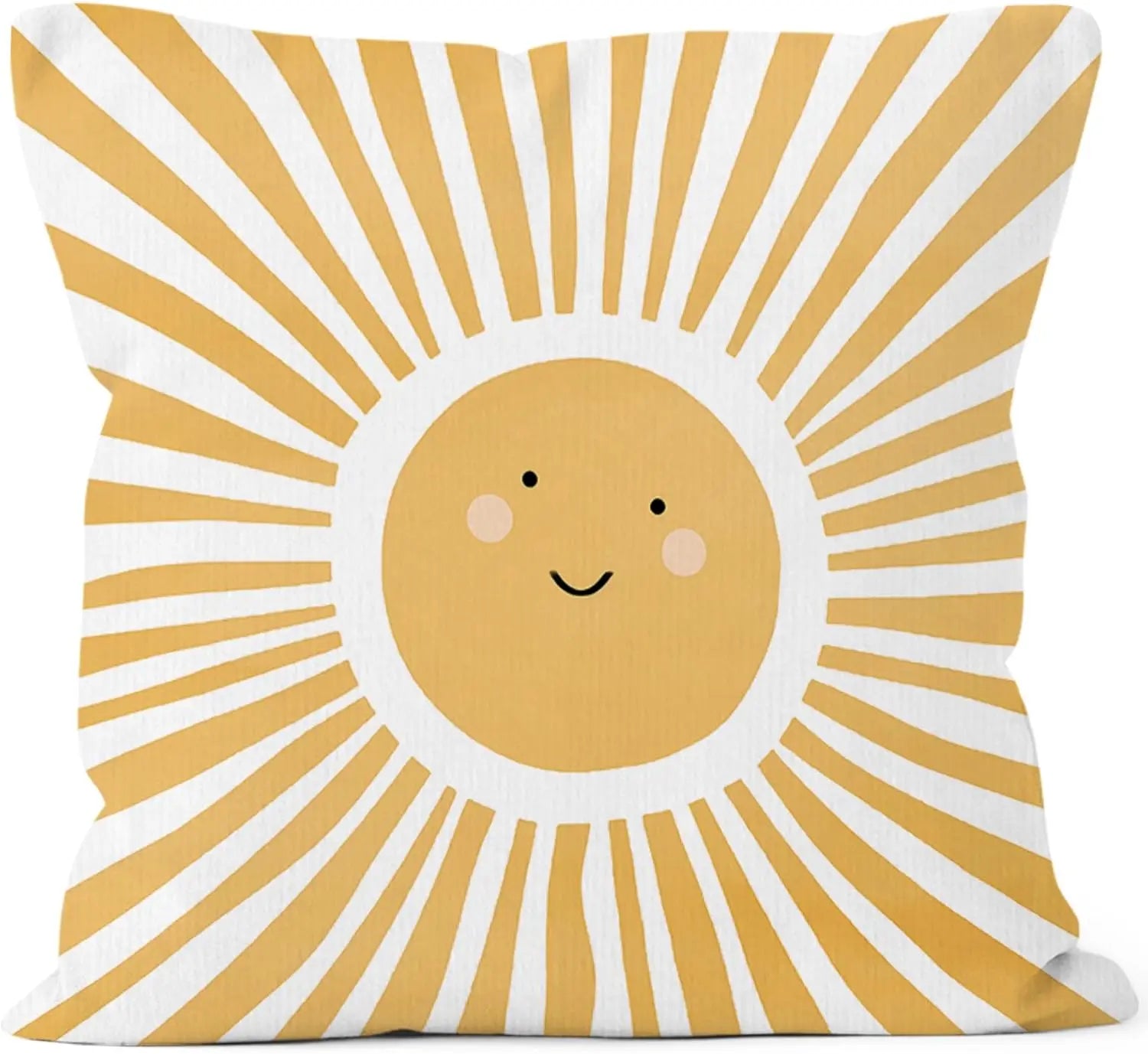 Yellow Sun Sunshine Double-Sided Pillow Case Cute Boho Decorative Cushion Cover Print Home Decor for Nursery Kids Room Sofa