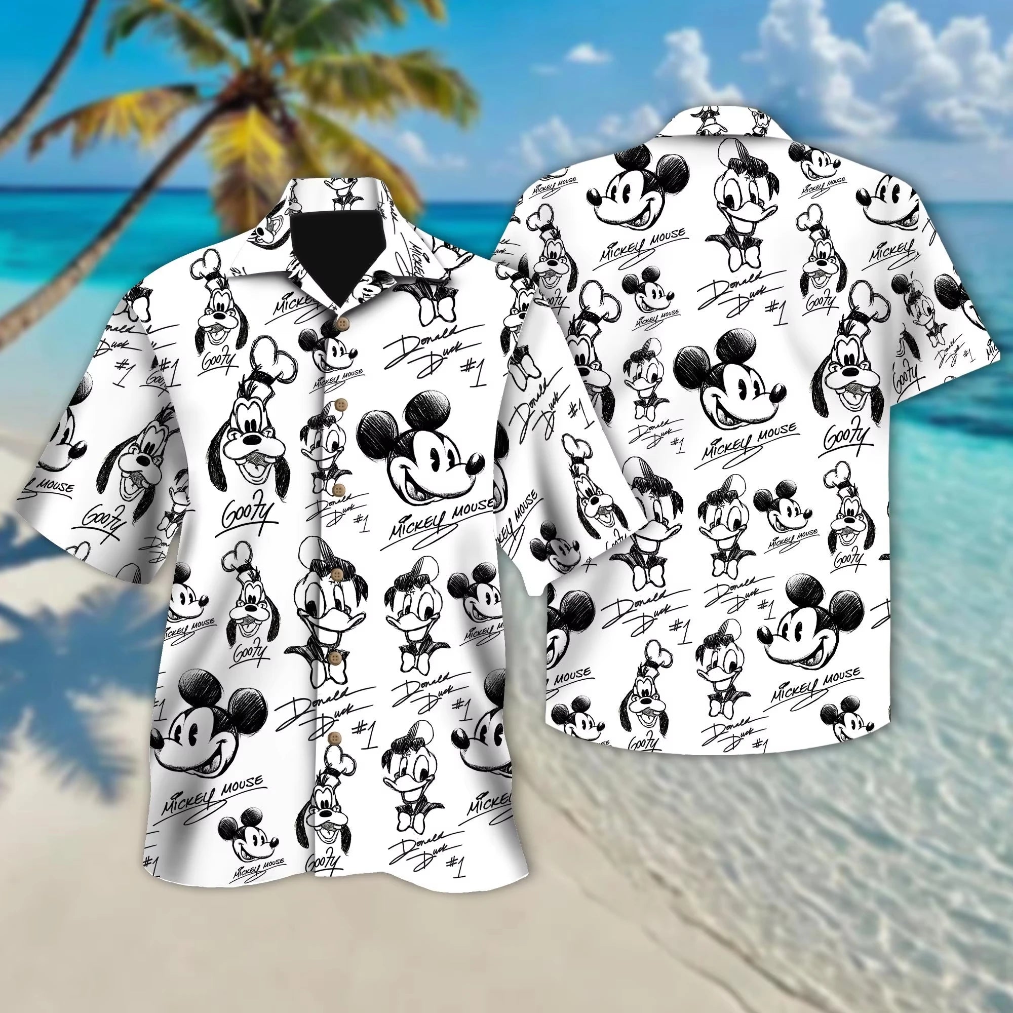 Summer Hot Selling Cute Mickey Minnie Casual Couple Hawaiian Shirt
