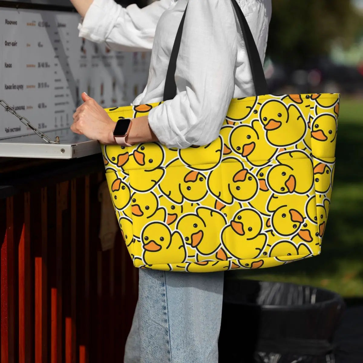 Yellow Classic Rubber Duck Beach Tote Bag Sport Gym Yoga Duffle Large Tote Bag Women Travel Bag Fitness bag
