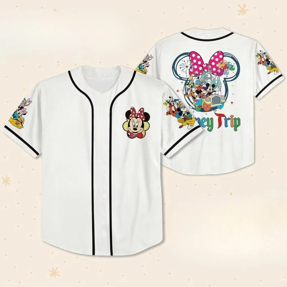 2026 Summer Hot Selling Fashionable Retro Mickey and Minnie Baseball Shirt