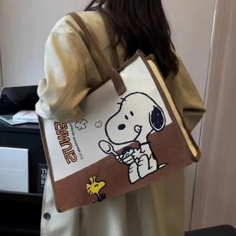 HOT Selling Snoopy Woodstock Cartoon Large Capacity Shoulder Commuter Tote Bag