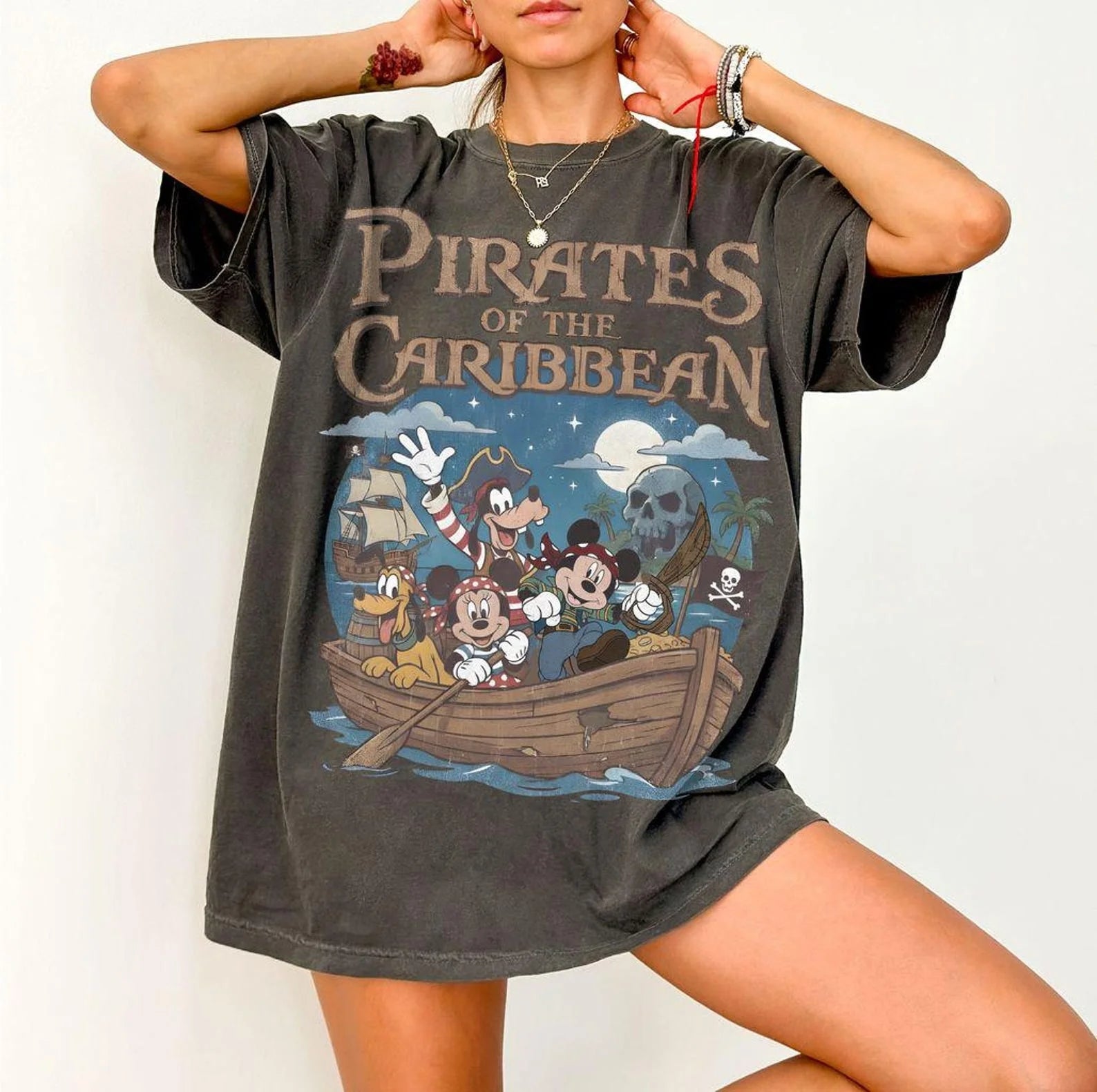 Pirates of The Caribbean Mickey Retro Leisure Y2K T-shirt