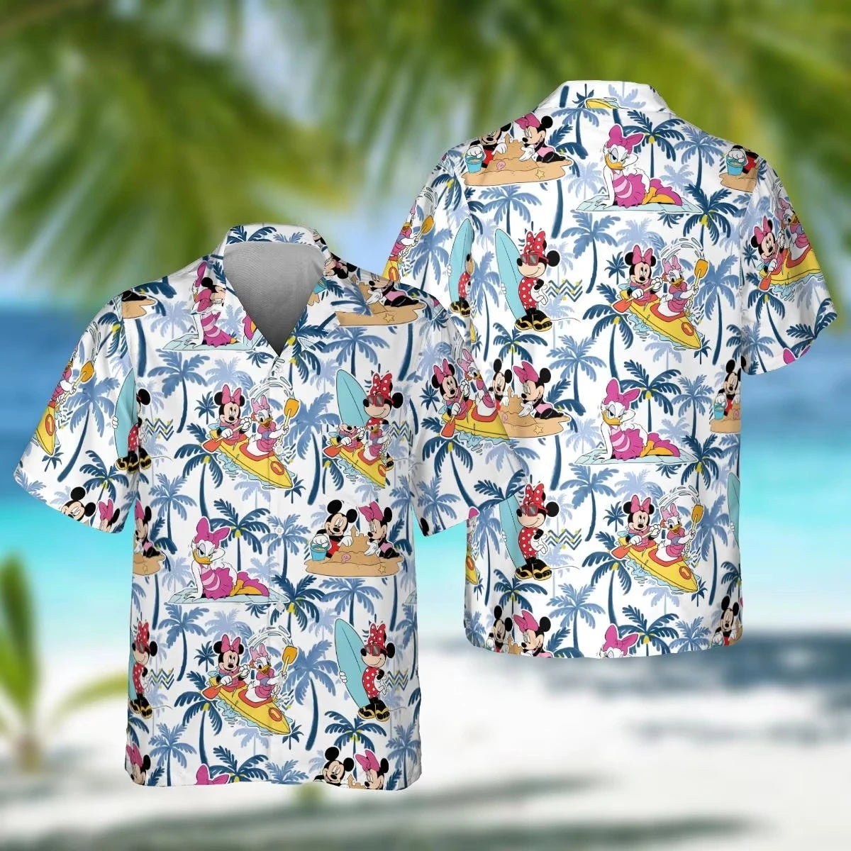 Summer Hot Selling Cute Mickey Minnie Casual Couple Hawaiian Shirt