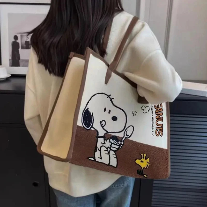 HOT Selling Snoopy Woodstock Cartoon Large Capacity Shoulder Commuter Tote Bag
