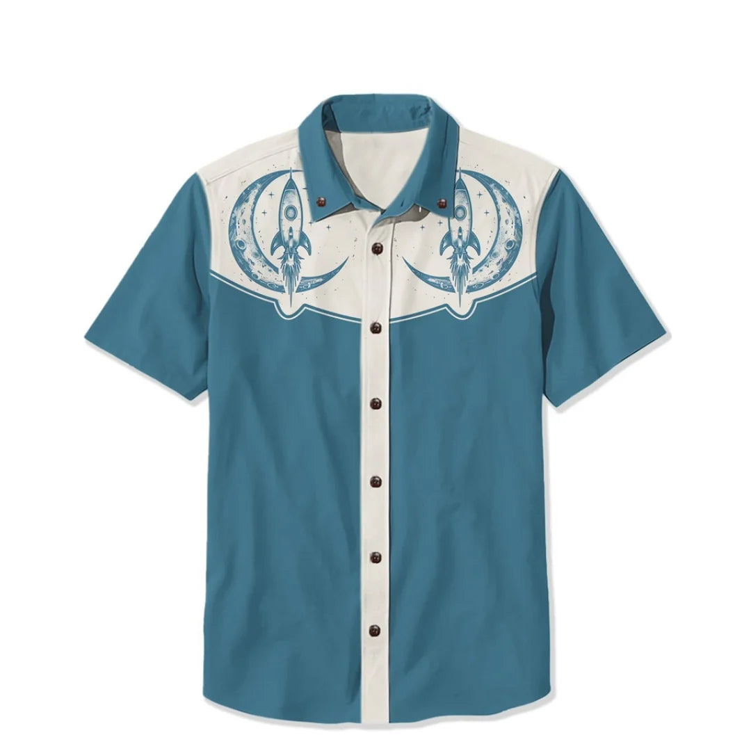 Retro Men's Short Sleeved Shirt , Quirky 3D Print Casual Fashion Summer Leisure Men's Shirts Y2k Clothing Tops