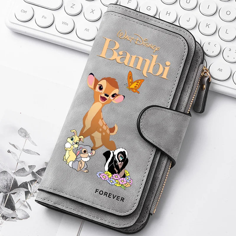 Bambi Long Zip Wallet Multi-Card Cute Cartoon Pattern Soft Texture Wallet for Women Large Capacity Kawaii Lady Clutch Bag