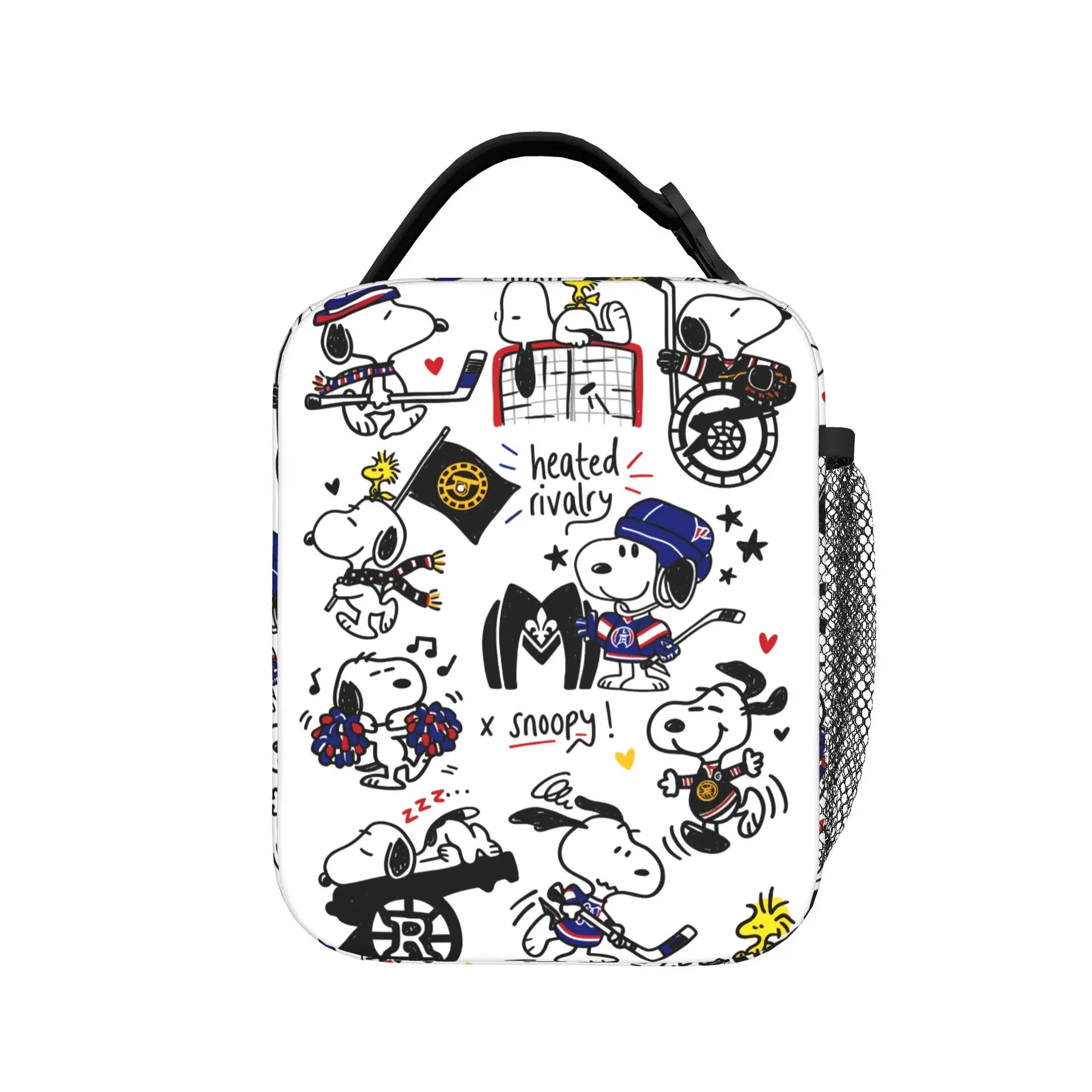 Snoopy Woodstock Riding Bike Insulated Lunch Bag Cooler Bag Reusable,Meal Container Cartoon Lunch Box Tote Food Bag Outdoor