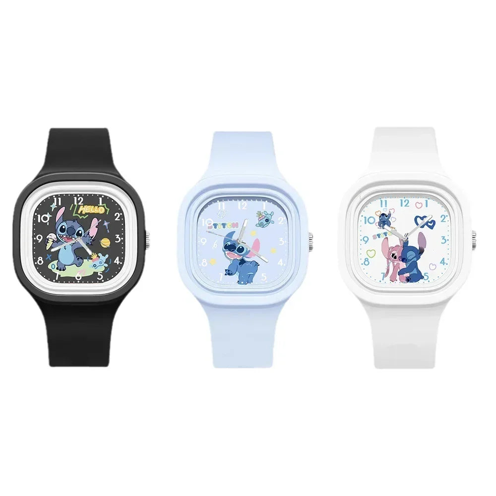 Disney Children s Watch Stitch Cartoon Square Quartz Watch Boys and Girls Student Christmas Gift