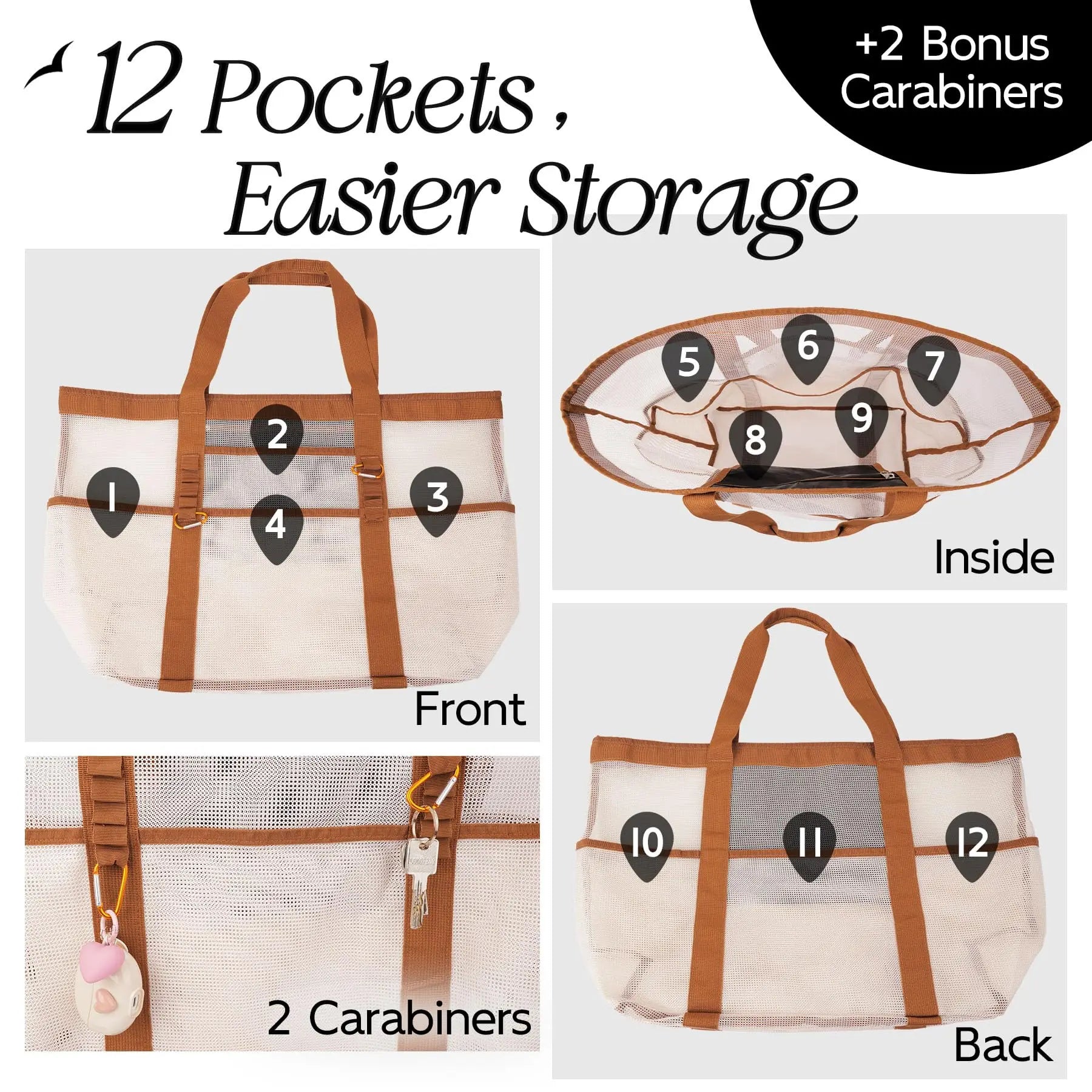 Large Waterproof Beach Tote Bag